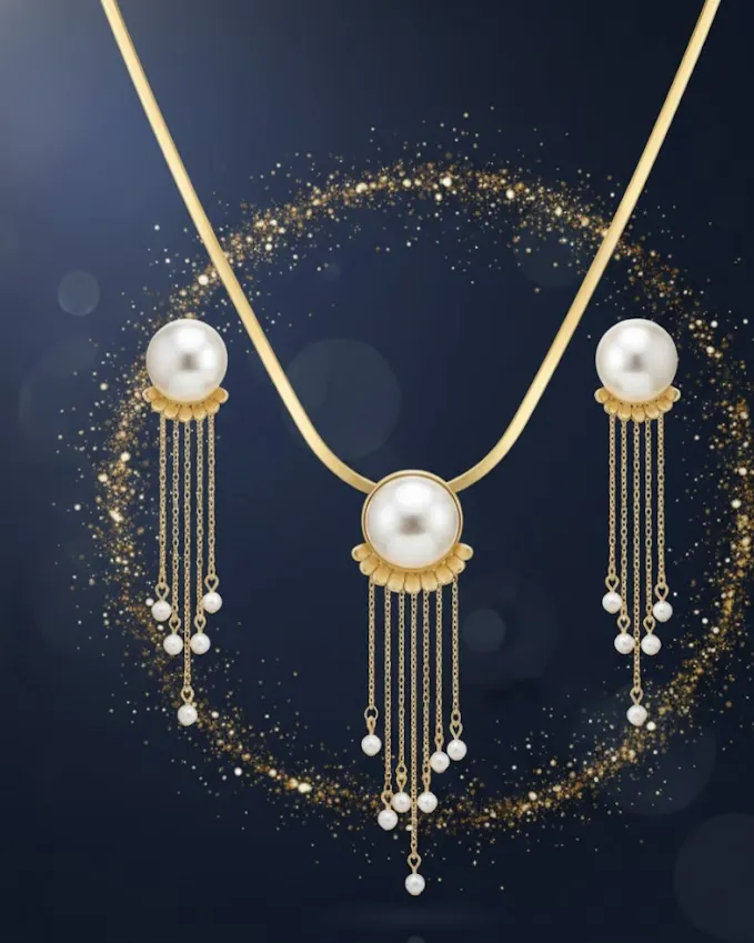 Pearl drop necklace and earrings